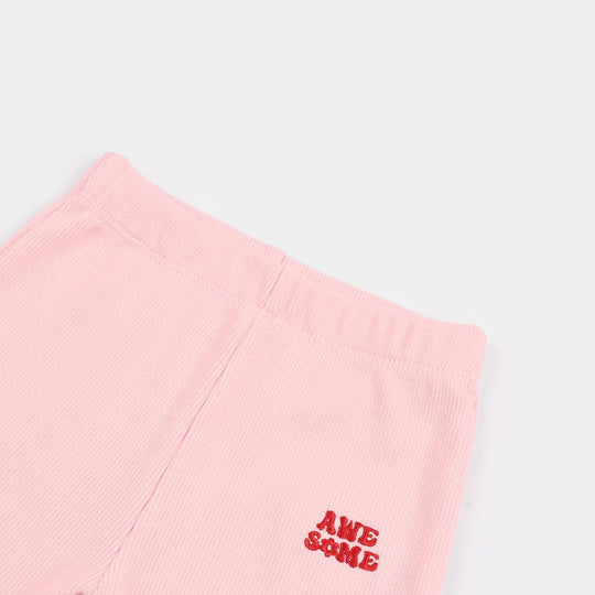 Infant Girls Cotton Rib Tight Awesome - Pink