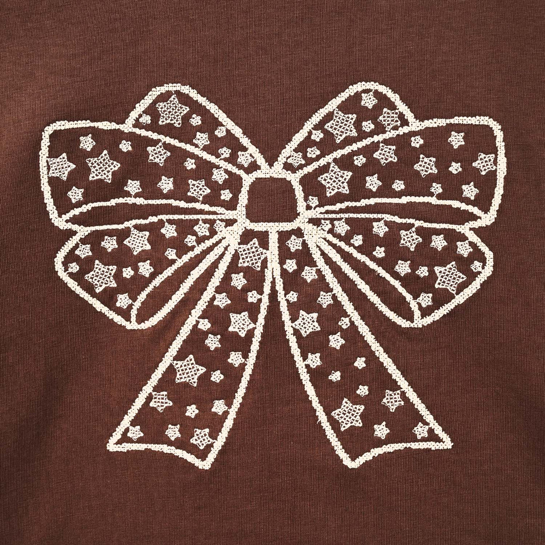 Girls Cotton Jersey T-Shirt BOW- Brown