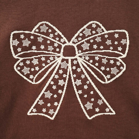 Girls Cotton Jersey T-Shirt BOW- Brown