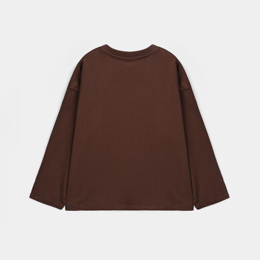 Girls Cotton Jersey T-Shirt BOW- Brown