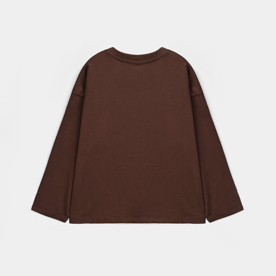 Girls Cotton Jersey T-Shirt BOW- Brown