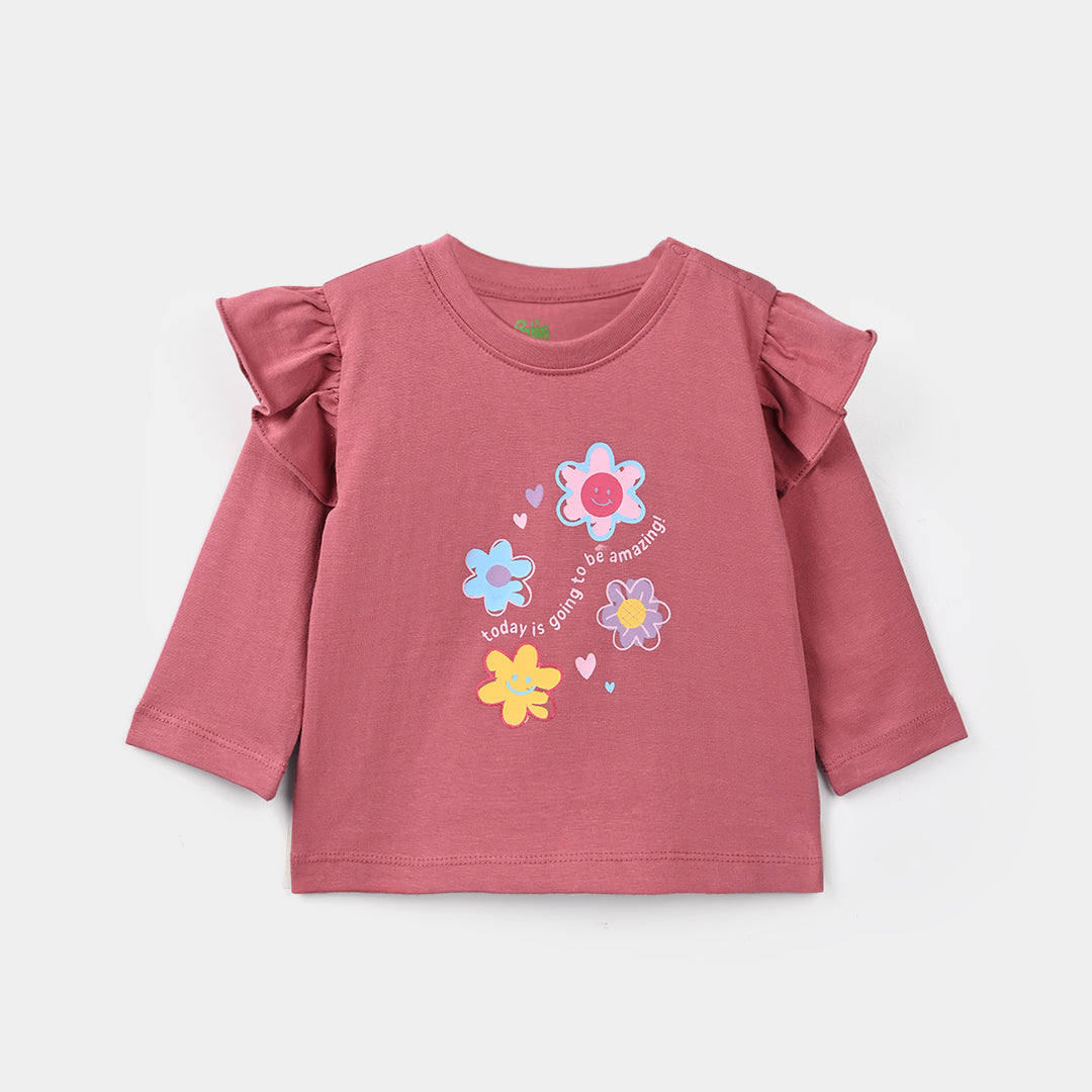 Infant Girls Cotton Jersey T-Shirt F/S Amazing Day-Rose.Pink
