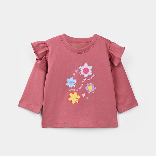 Infant Girls Cotton Jersey T-Shirt F/S Amazing Day-Rose.Pink