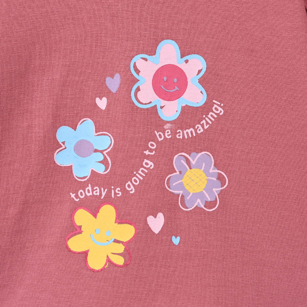 Infant Girls Cotton Jersey T-Shirt F/S Amazing Day-Rose.Pink