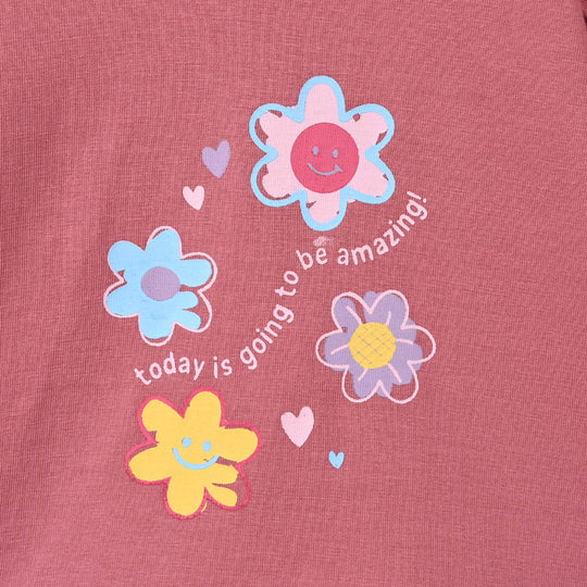 Infant Girls Cotton Jersey T-Shirt F/S Amazing Day-Rose.Pink