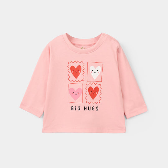 Infant Girls Cotton Jersey T-Shirt F/S Big Hugs-Pink
