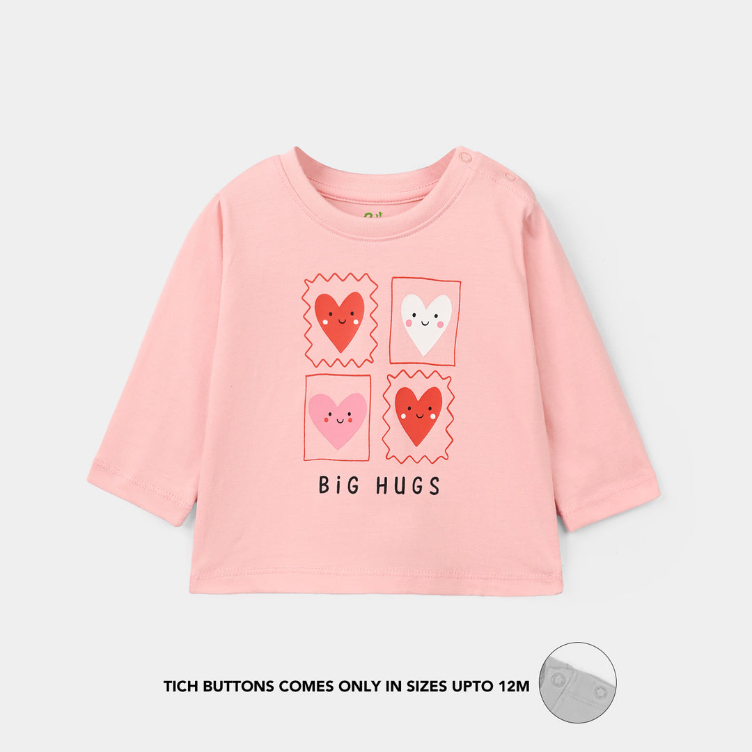 Infant Girls Cotton Jersey T-Shirt F/S Big Hugs-Pink