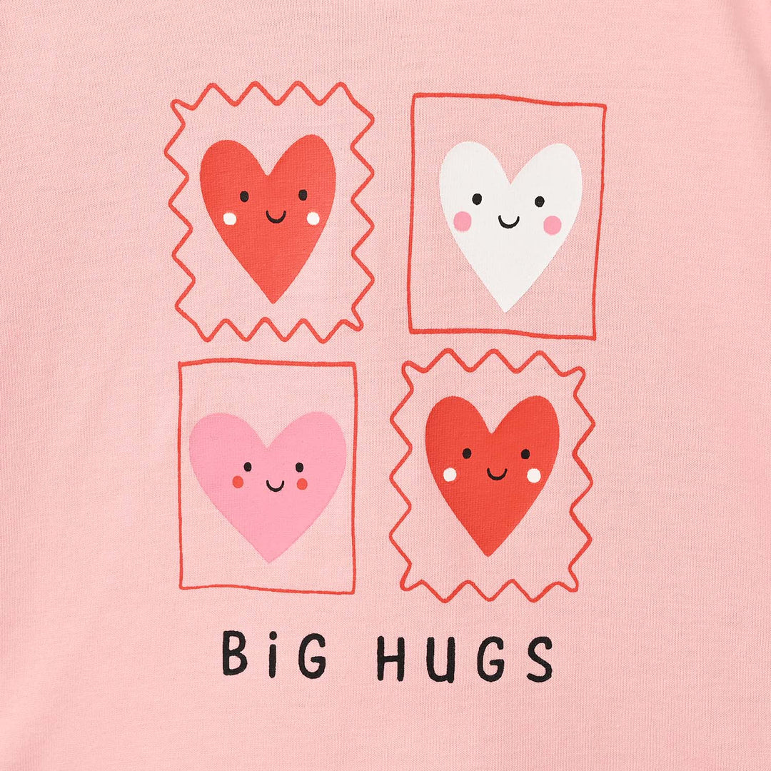 Infant Girls Cotton Jersey T-Shirt F/S Big Hugs-Pink