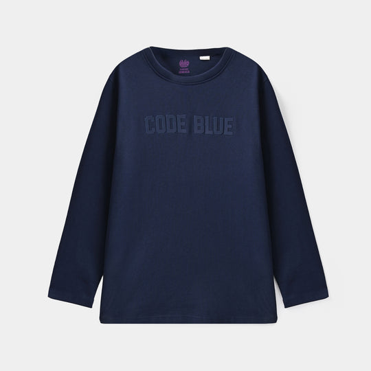Boys Cotton Jersey T-Shirt F/S Code Blue-NAVY