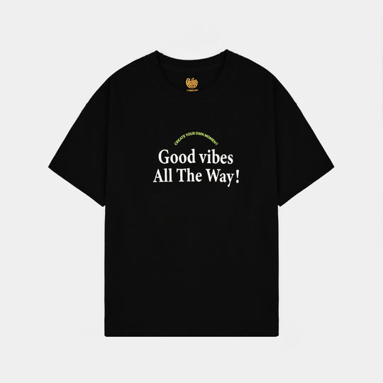 Boys Cotton Jersey T-Shirt Good Vibes - BLACK