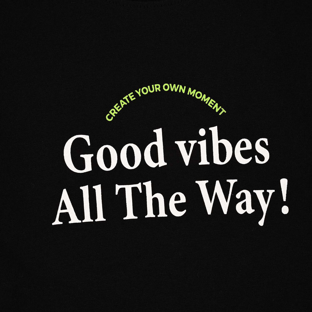 Boys Cotton Jersey T-Shirt Good Vibes - BLACK