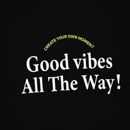 Boys Cotton Jersey T-Shirt Good Vibes - BLACK