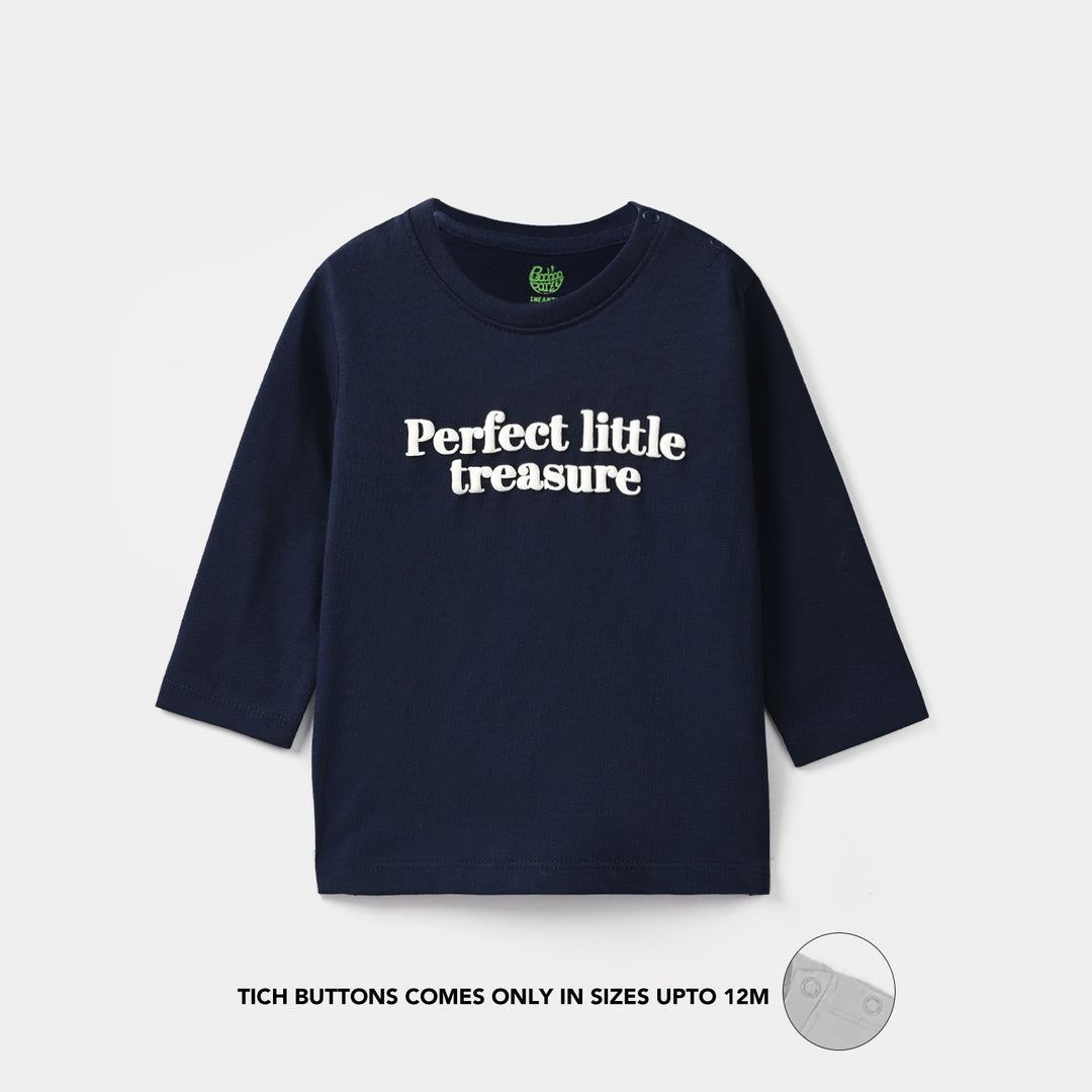 Infant Boys Cotton Jersey T-Shirt Little Treasure - Navy