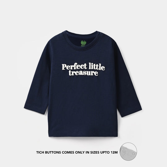 Infant Boys Cotton Jersey T-Shirt Little Treasure - Navy