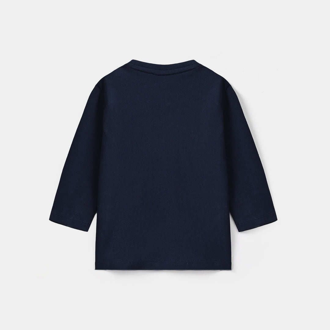 Infant Boys Cotton Jersey T-Shirt F/S Little Treasure-NAVY