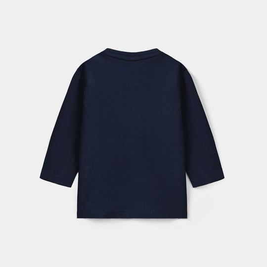 Infant Boys Cotton Jersey T-Shirt F/S Little Treasure-NAVY