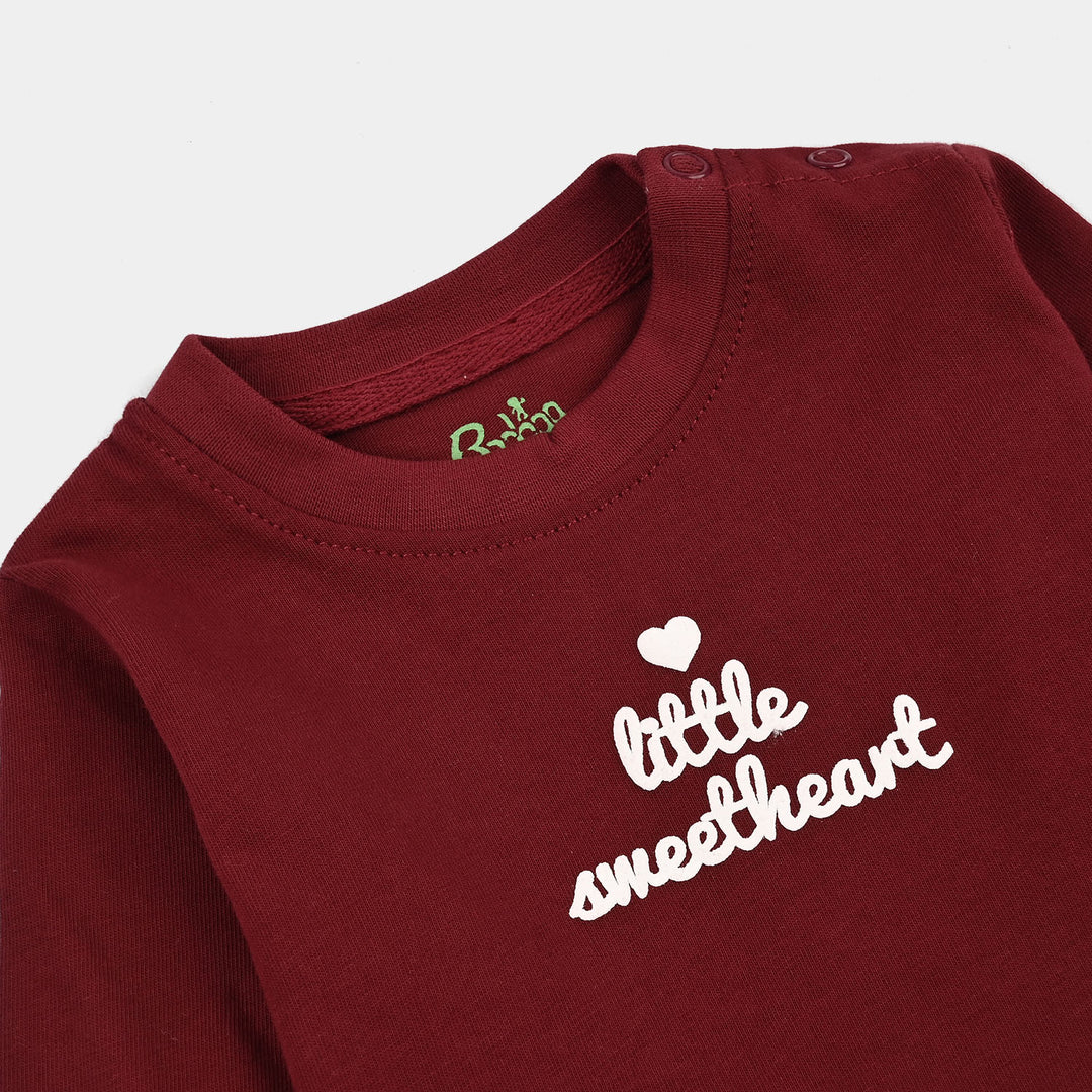 Infant Girls Cotton Jersey T-Shirt little Sweet Heart - Maroon