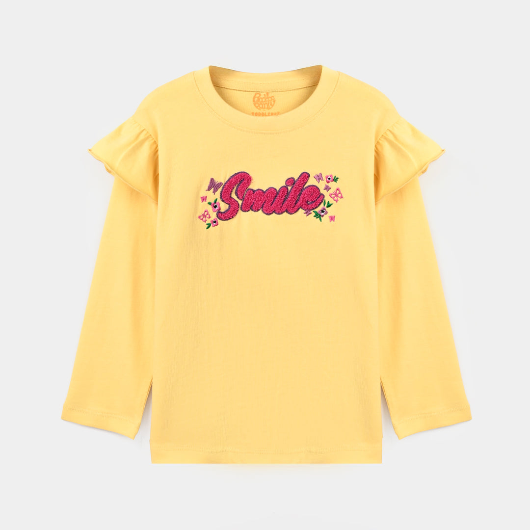 Girls Cotton Jersey T-Shirt F/S Smile-Gold.Haze