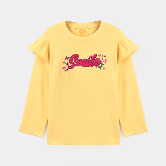 Girls Cotton Jersey T-Shirt F/S Smile-Gold.Haze