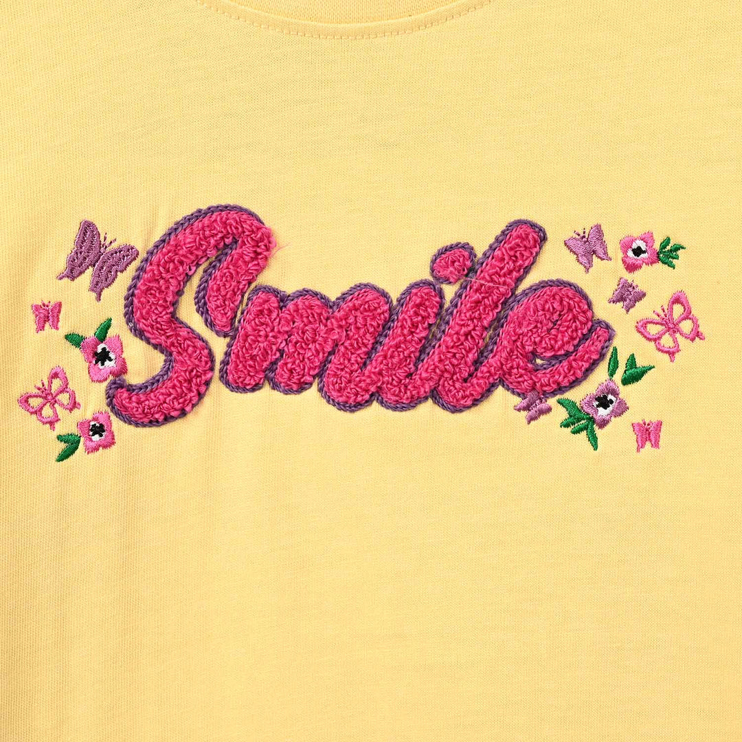 Girls Cotton Jersey T-Shirt F/S Smile-Gold.Haze
