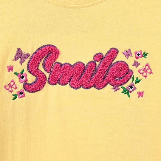 Girls Cotton Jersey T-Shirt F/S Smile-Gold.Haze