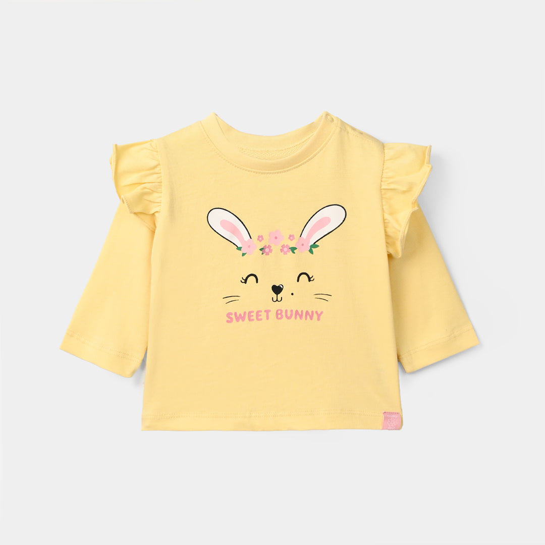 Infant Girls Cotton Jersey T-Shirt F/S Sweet Bunny-Gold.Haze