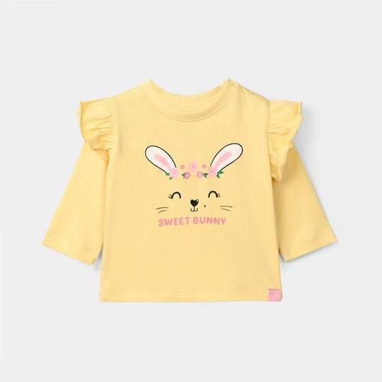 Infant Girls Cotton Jersey T-Shirt F/S Sweet Bunny-Gold.Haze
