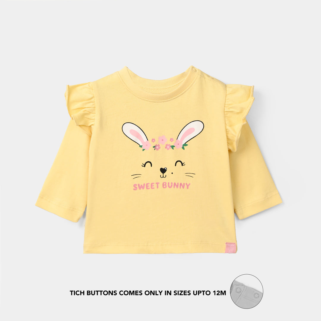 Infant Girls Cotton Jersey T-Shirt F/S Sweet Bunny-Gold.Haze