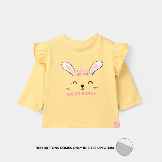 Infant Girls Cotton Jersey T-Shirt F/S Sweet Bunny-Gold.Haze