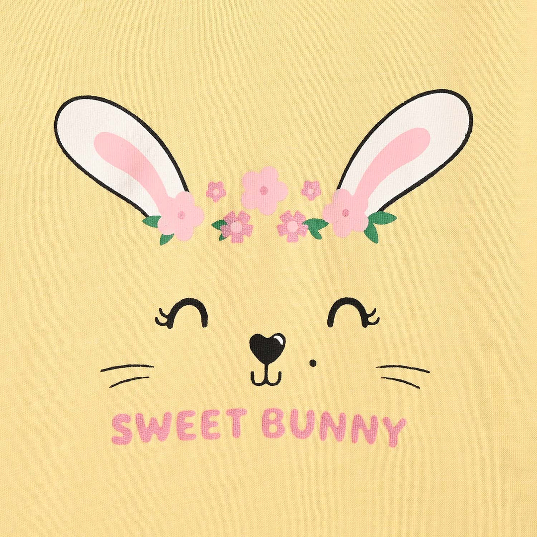 Infant Girls Cotton Jersey T-Shirt F/S Sweet Bunny-Gold.Haze
