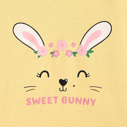 Infant Girls Cotton Jersey T-Shirt F/S Sweet Bunny-Gold.Haze