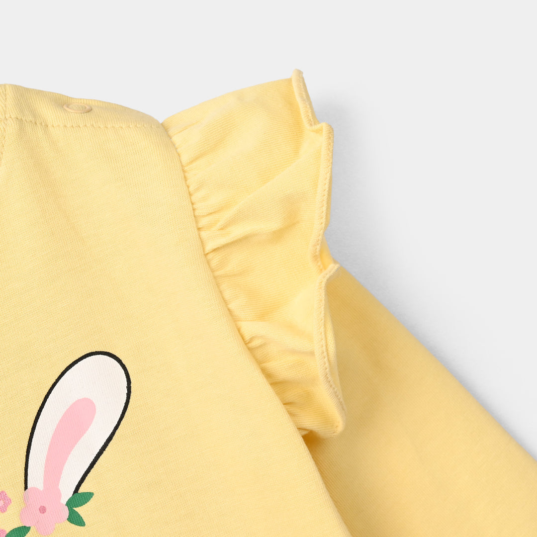 Infant Girls Cotton Jersey T-Shirt F/S Sweet Bunny-Gold.Haze