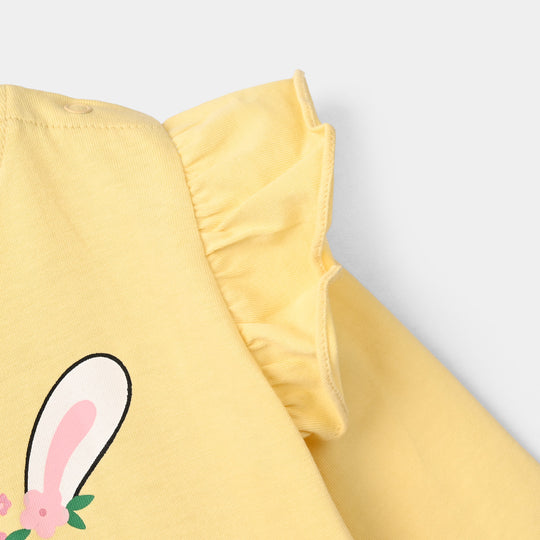 Infant Girls Cotton Jersey T-Shirt F/S Sweet Bunny-Gold.Haze