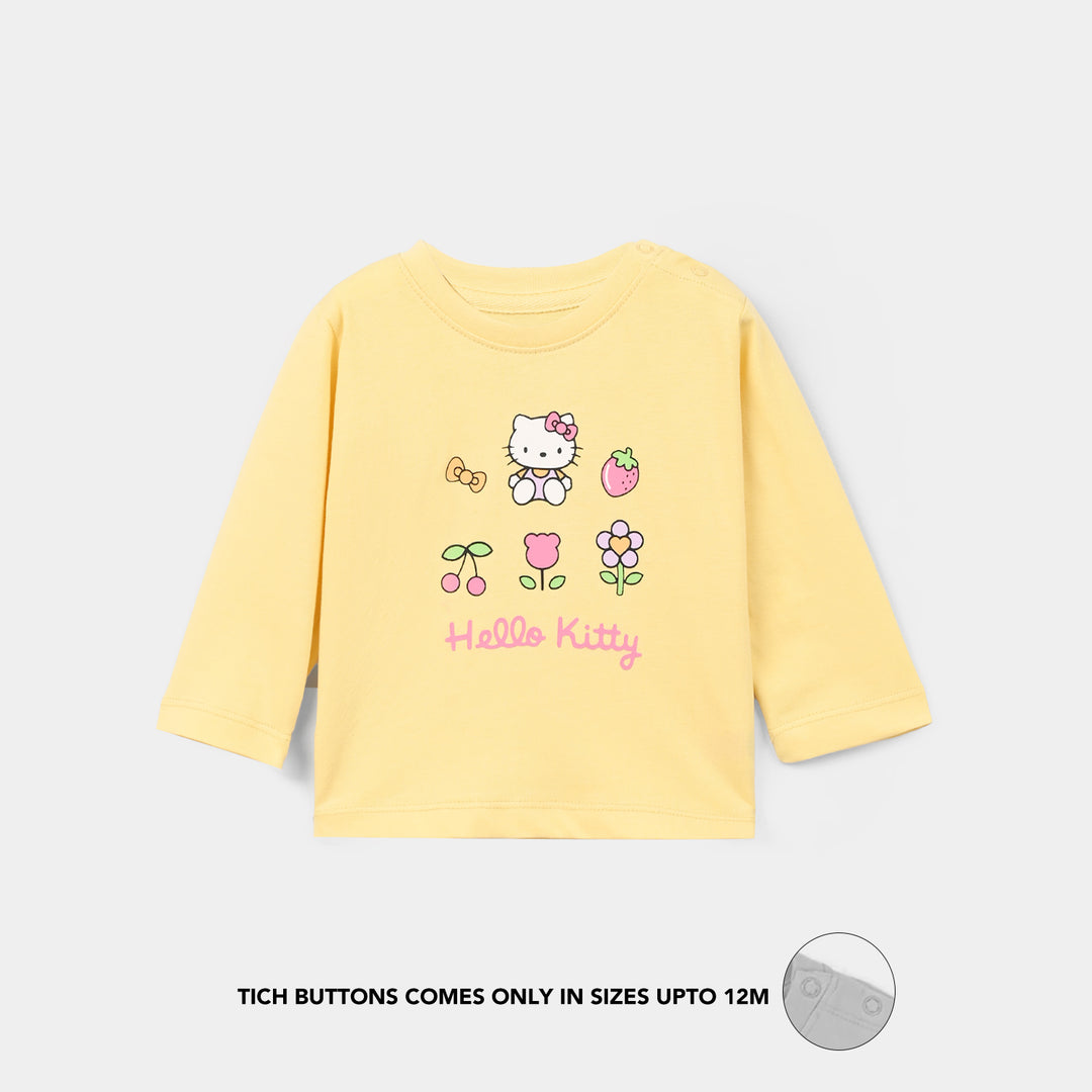 Infant Girls Cotton Jersey T-Shirt Hello- Yellow