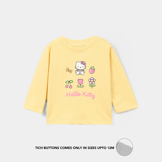 Infant Girls Cotton Jersey T-Shirt Hello- Yellow