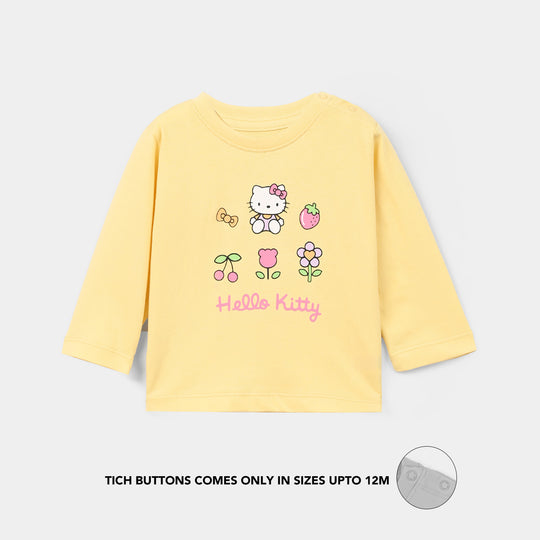 Infant Girls Cotton Jersey T-Shirt Hello- Yellow