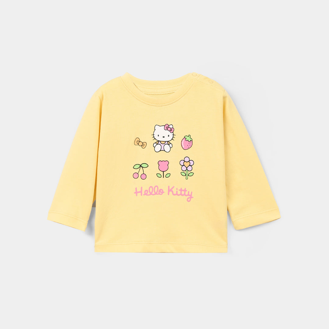 Infant Girls Cotton Jersey T-Shirt Hello- Yellow
