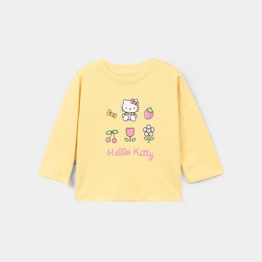 Infant Girls Cotton Jersey T-Shirt Hello- Yellow