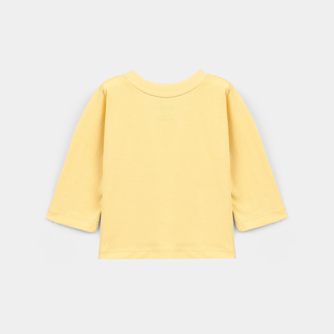 Infant Girls Cotton Jersey T-Shirt Hello- Yellow