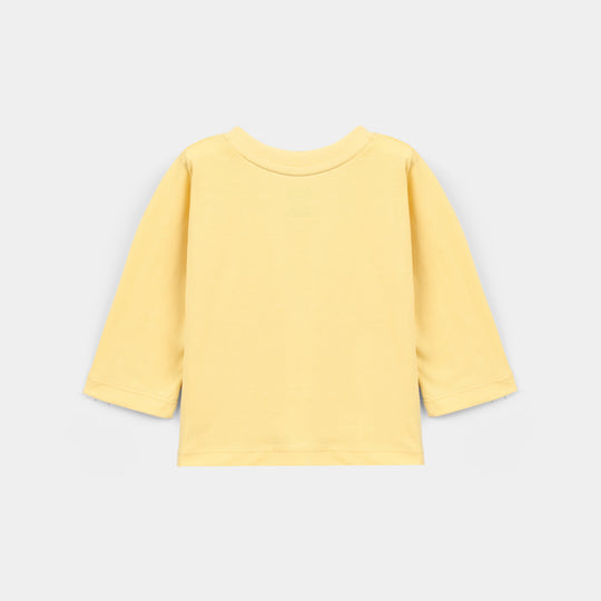 Infant Girls Cotton Jersey T-Shirt Hello- Yellow