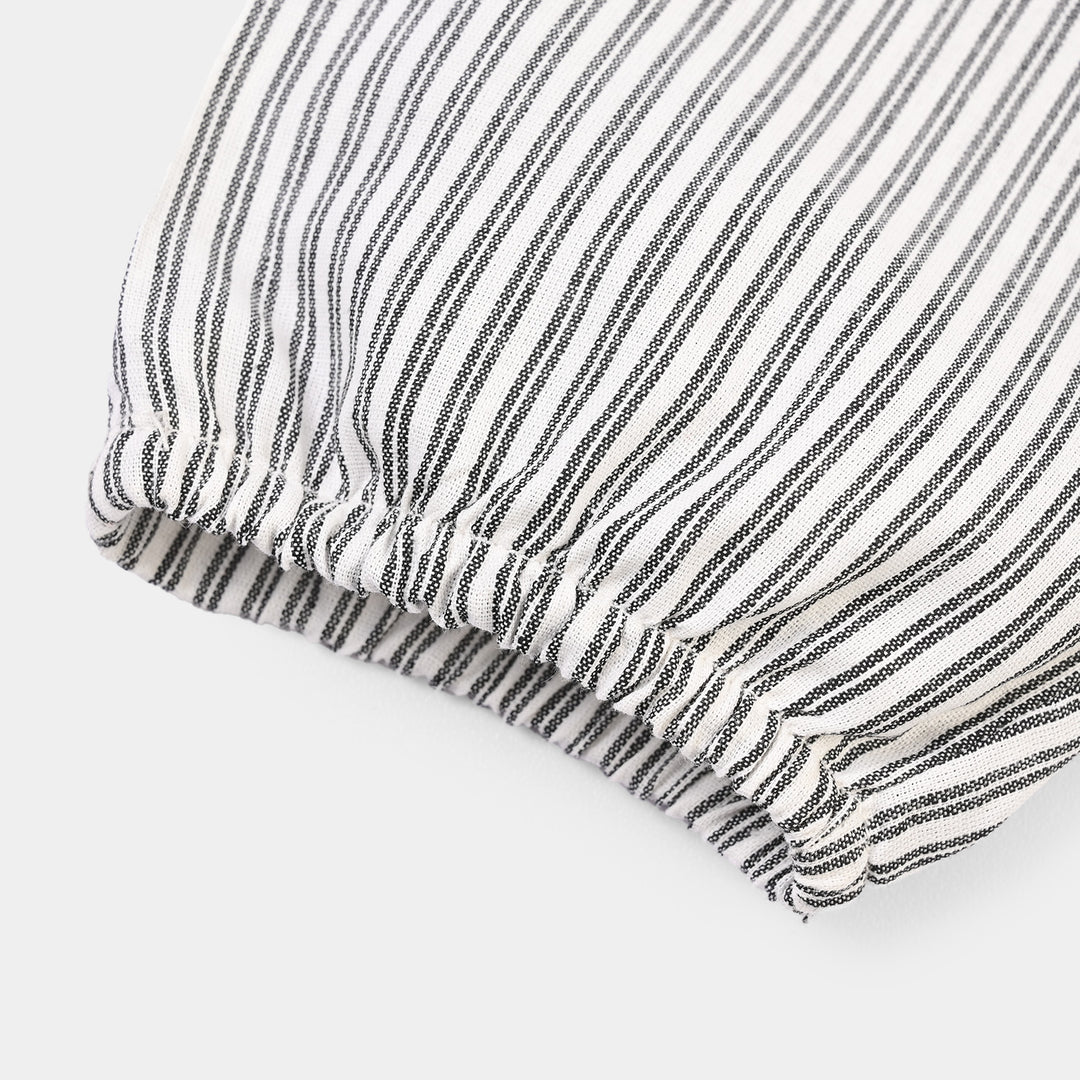 Infant Boys Yarn Dyed Woven Romper-White/Black