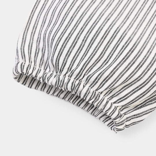 Infant Boys Yarn Dyed Woven Romper-White/Black