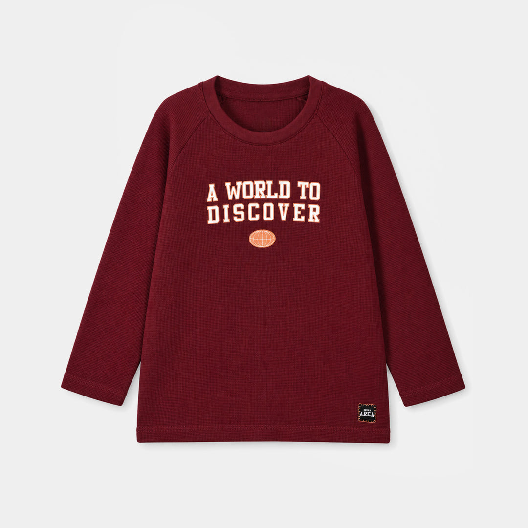 Boys Thermal T-Shirt A World- Maroon