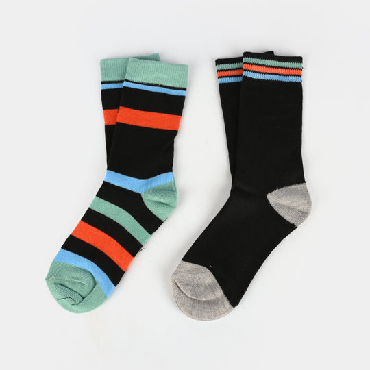 Boys Socks Pack Of 2 Striper Black Green