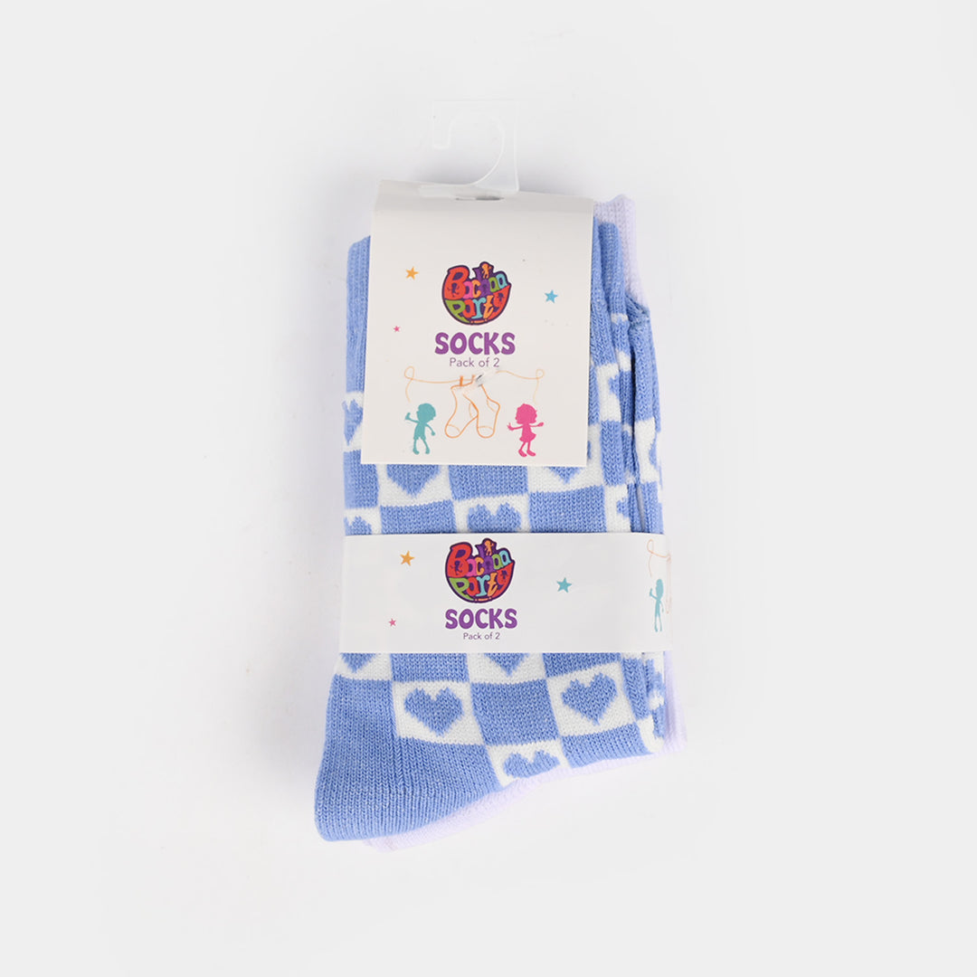 Girls Socks Pack Of 2 Just Be Happy Blue/White