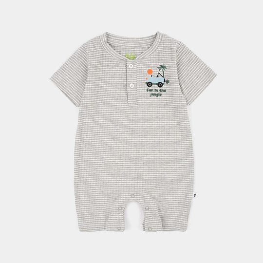 Infant Boys 2x1 Rib Romper Jungle Fun-GREY
