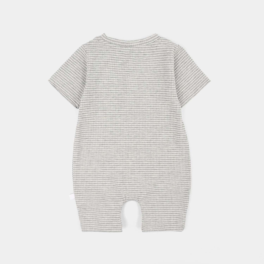 Infant Boys 2x1 Rib Romper Jungle Fun-GREY