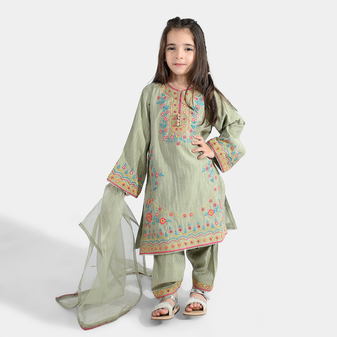 Girls Dobby 3Pcs Zauq E Hassan-PISTA