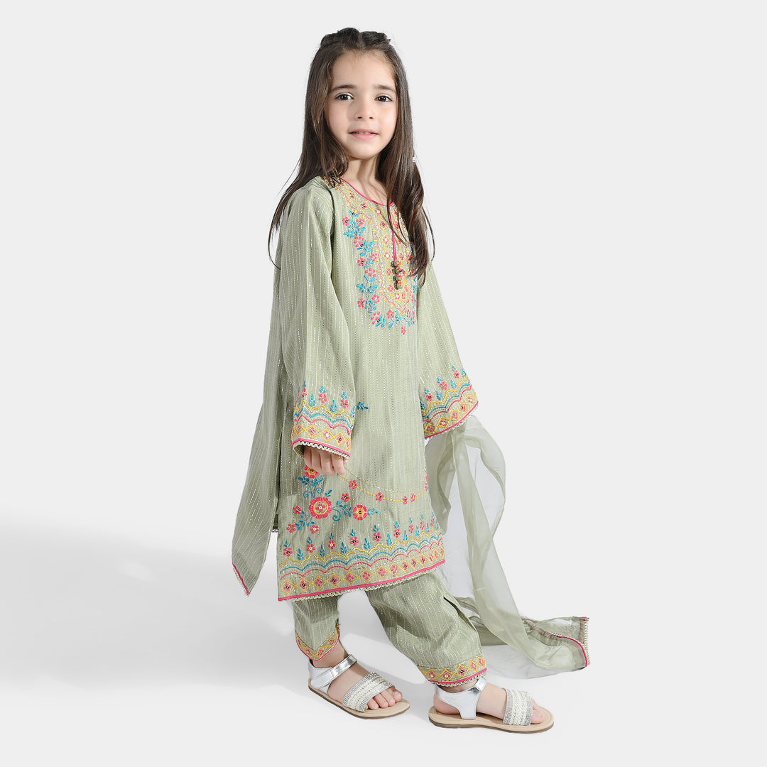 Girls Dobby 3Pcs Zauq E Hassan-PISTA