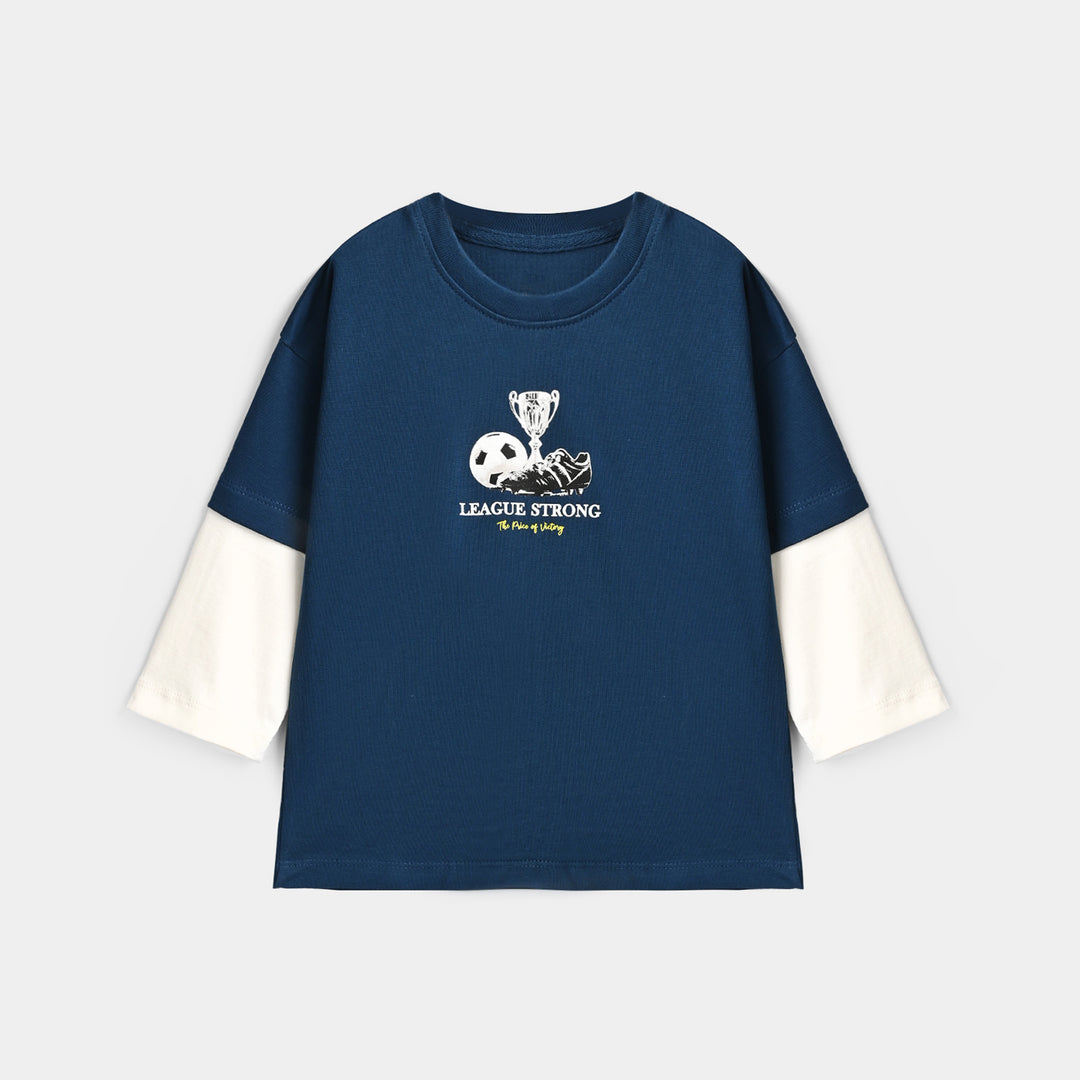 Boys Cotton Jersey T-Shirt F/S League Strong-Sailr.Blue